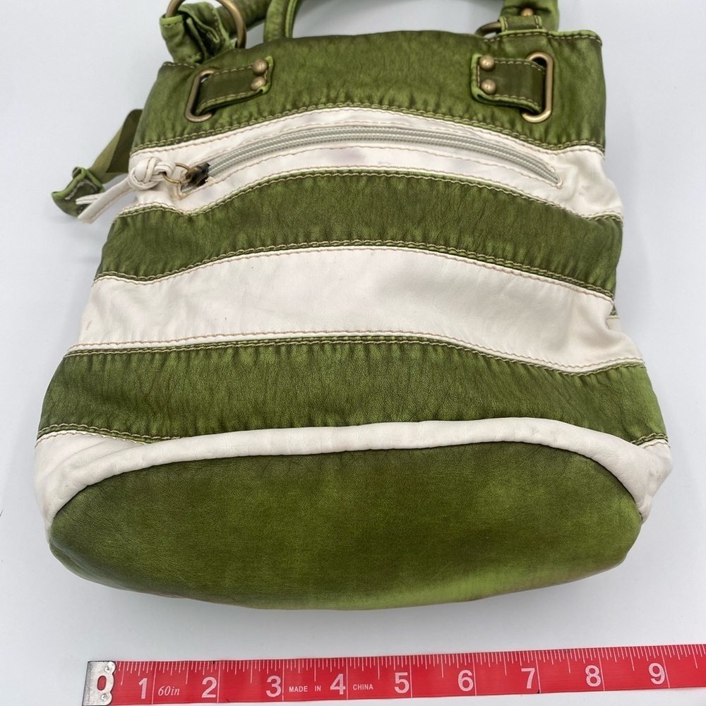 John Romaine green and white striped handbag - Picture 4 of 7